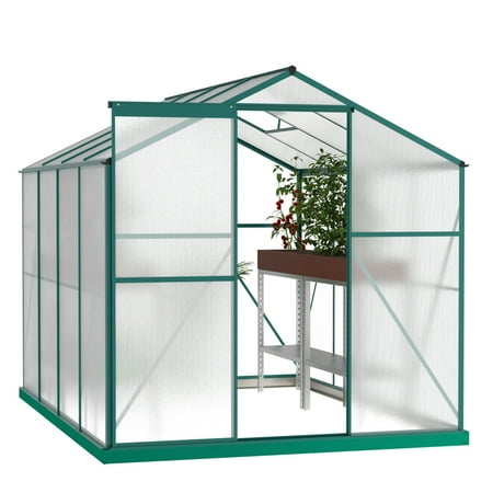FFZ '6 x 8-12' FT Greenhouse for Outdoors, Polycarbonate Greenhouse with Quick Setup Structure and Roof Vent, Aluminum Large Walk-in Greenhouse for Outside Garden Backyard, Black