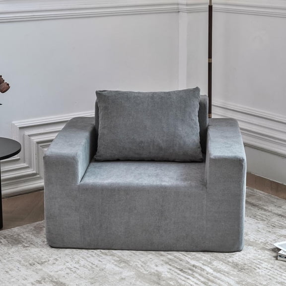 FFZ 60x60cm Foam Lounge Chair with Pillow, Gray