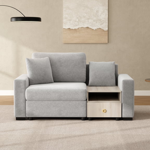 FFZ Modular Sofa Couch with Storage Armrest and Center Console, 63.2 inch, Grey