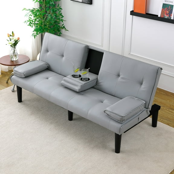 FFZ 67 inch Multifunctional Folding Sofa Bed, Light Grey