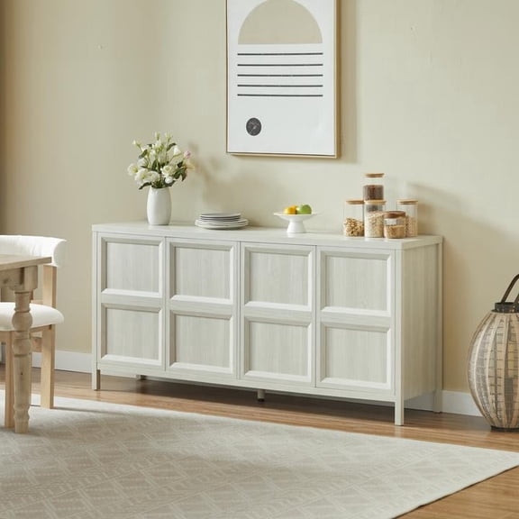 FFZ 67 inch Modern Sideboard Cabinet with Tip-On Doors and Wall Mount, Light Gray