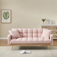thumbnail image 1 of FFZ 69 Inch Sofa Bed with Adjustable Teddy Sofa and Wide Armrests, Pink, 1 of 8