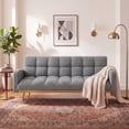 thumbnail image 1 of FFZ 69 Inch Soft Teddy Fleece Convertible Sofa Bed with Adjustable Armrests, Gray, 1 of 9
