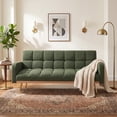 thumbnail image 1 of FFZ 69 Inch Soft Teddy Fleece Convertible Sofa Bed with Adjustable Armrests, Green, 1 of 9