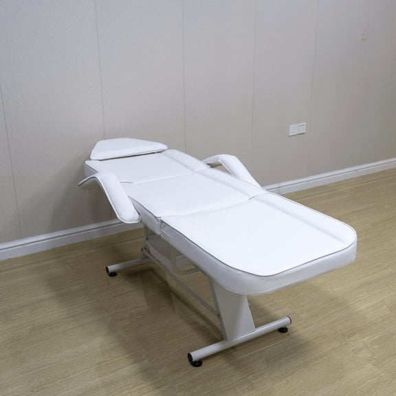 FFZ 72 Inch Adjustable 3-Section Tattoo and Facial Bed with Detachable Headrest, White