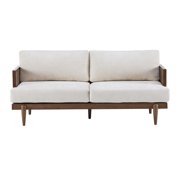 FFZ 72 inch 3-Seater Rattan Arm Sofa, Walnut