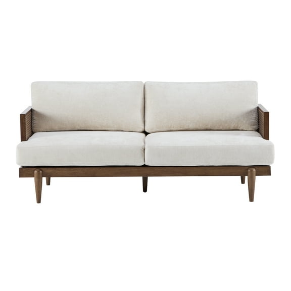 FFZ 72 inch 3-Seater Rattan Arm Sofa, Walnut