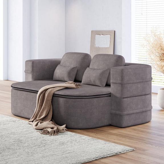 FFZ 75 inch 2-in-1 Foldable Sofa Bed, Chenille, Grey