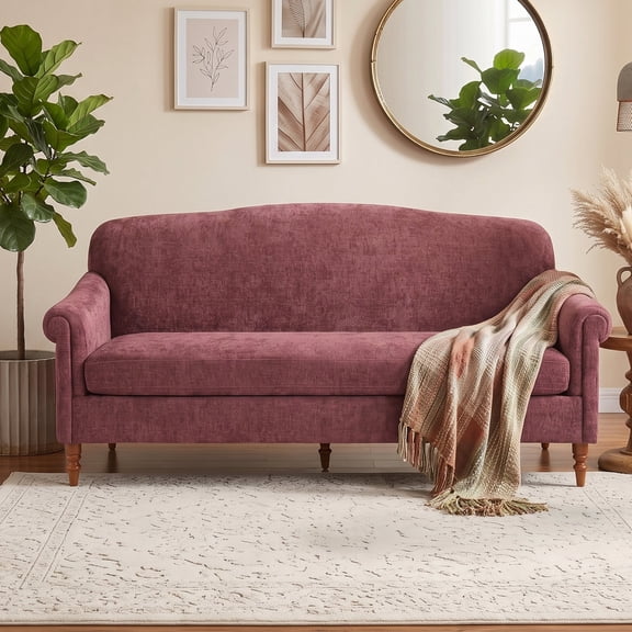 FFZ 78"L 2-Seater Loveseat Sofa with Rolled Arms, Upholstered for Living Room, Red