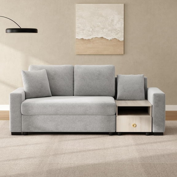 FFZ 79.3" Modular Sofa with Storage Armrest and Console, Gray