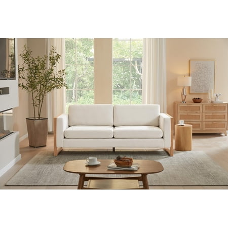 FFZ 79 inch 3-Seater Sofa, Solid Wood Frame, White