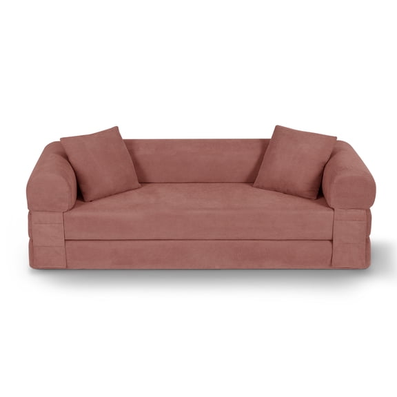 FFZ 80 Inch Convertible Boneless Sofa Bed Couch with Storage, Queen Sleeper, Pink