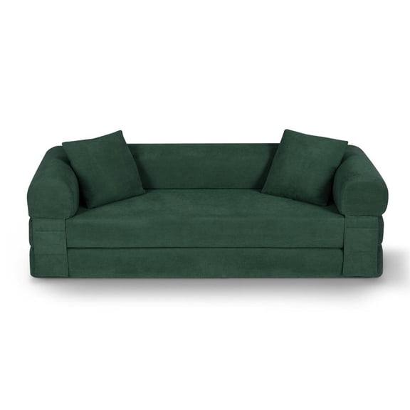 FFZ 80 inch Convertible Sofa Bed with Storage, Dark Green
