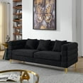 thumbnail image 1 of FFZ 81 Inch Oversized 3 Seater Sectional Sofa Comfort Fabric Deep Soft 3 Pillows Black Teddy For Living Room Bedroom Office, 1 of 2