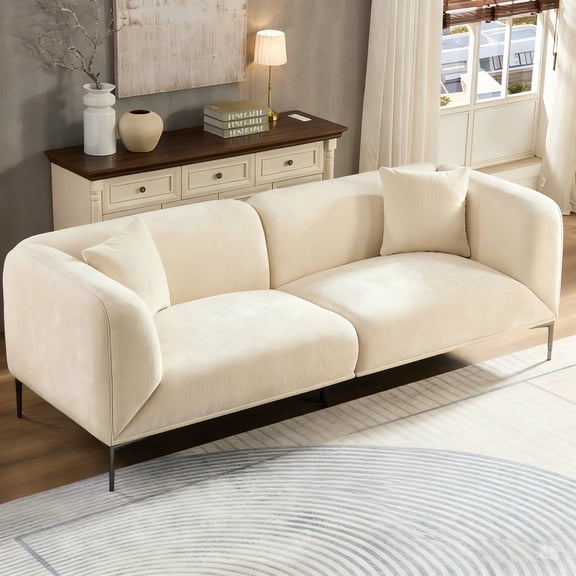 FFZ 82.66" 3-Seater Sofa with Ergonomic Armrests and Cloud-Like Cushions, Beige