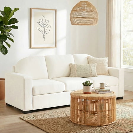 FFZ 84.7 inch Modern 3-Seater Chenille Upholstered Sofa, Beige