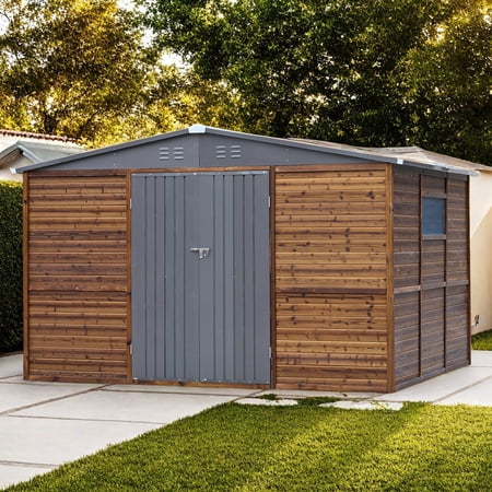 FFZ 8x10 FT Iron-Wood Combination Tool Shed 118.31x102.36x77.95 inch
