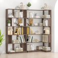 thumbnail image 1 of FFZ 90 cm Corner Bookshelf and 80 cm Bookcase Set of 2 with Free Combination, Dark Brown, 1 of 6