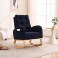 thumbnail image 1 of FFZ Accent Rocking Chair Footrest Navy Blue High-Back Rubber Wood Nursery 38.36W x 26.77D x 39.76H, 1 of 13