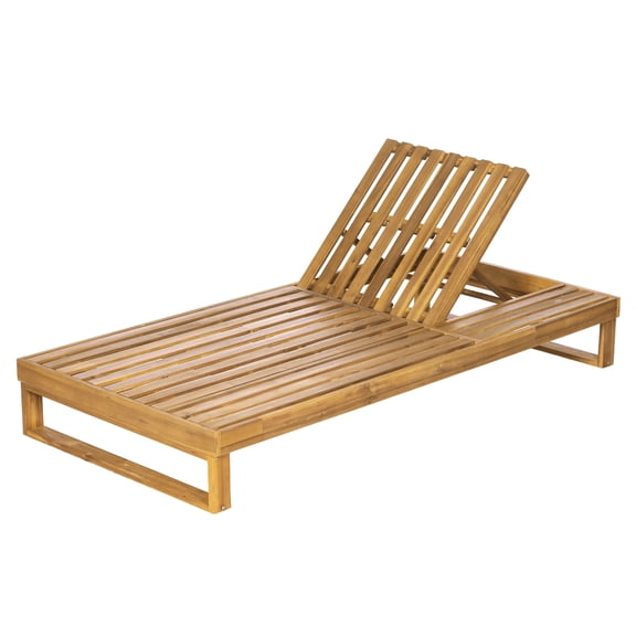 FFZ Acacia Wood Chaise Lounge with 4-Position Recliner and 600 lbs Capacity, 78.94 x 37.6 x 33.86 inch, Teak