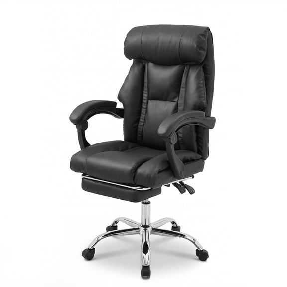 FFZ Adjustable Height Executive Desk Chair with Reclining Backrest, Black