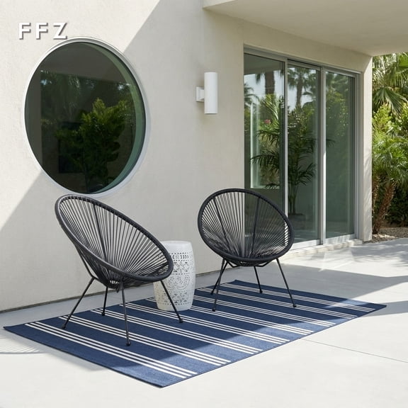 FFZ Anson Outdoor Hammock Weave Chair in Orange and Black and Yellow (Set of 2)