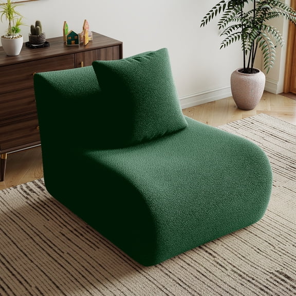 FFZ Armless Modular Sofa with Neck and Lumbar Pillows, Green