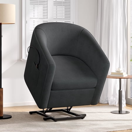 FFZ Power Lift Recliner Chair with Footrest and Side Pocket, Dark Grey