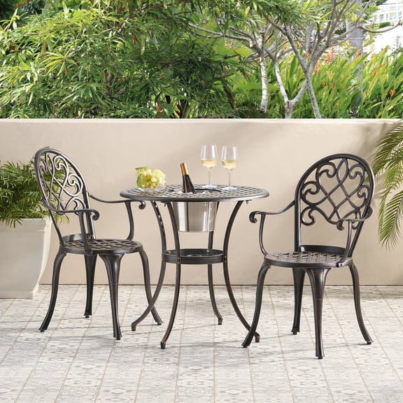FFZ Camden 3Pc Cast Bistro Set W Ice Bucket