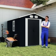 FFZ Campcraft 8x6 FT Outdoor Storage Shed Metal Tool Shed Dark Gray