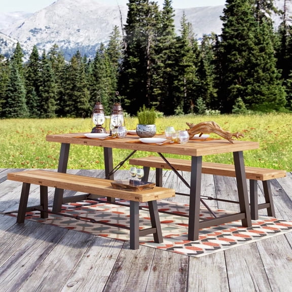 FFZ Catriona 3 Piece Wood Outdoor Dining Set