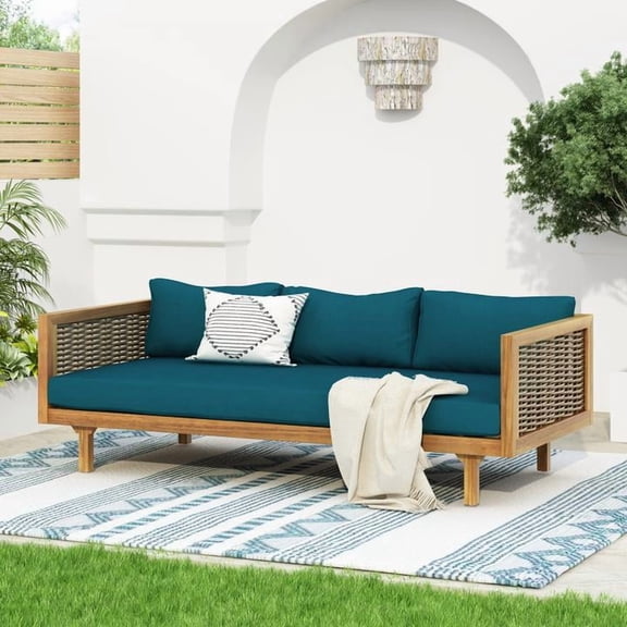 FFZ Claremont 3 Seater Daybed with Rattan Arms, Teak