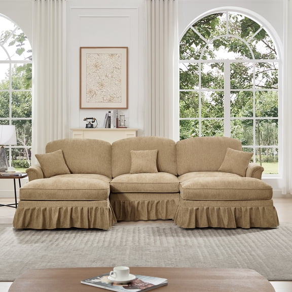FFZ Classic Modular U Shape Sectional Sofa Couch Flared Arms Chenille Coffee For Living Room Apartment