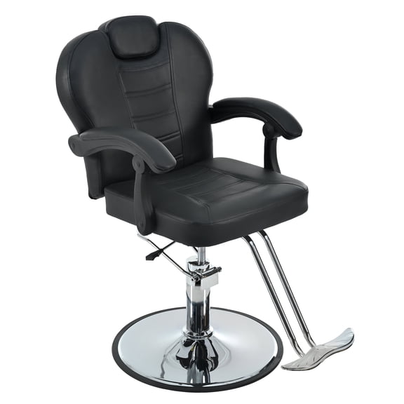 FFZ Classic Reclining Barber Chair with Hydraulic Pump and 360 Rotation, Black