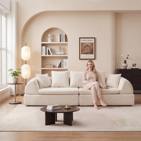 FFZ Cloud Modular Sectional Sofa, Boneless Couch, Deep Fluffy Seat, No Assembly Required For Living Room And Bedroom