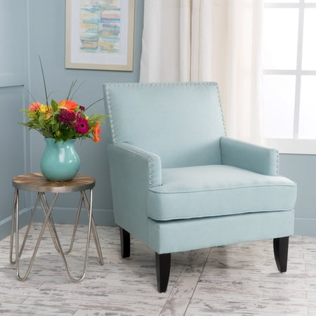 FFZ Club Chair with Extra Padded Seat and Fabric Upholstery, 29.25 x 30.35 x 35.5 inch, Light Blue