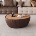 thumbnail image 1 of FFZ Coffee Color Marble Top goose eggs Shape Leather Coffee modern Sofa Table for Living Room furniture, 1 of 5