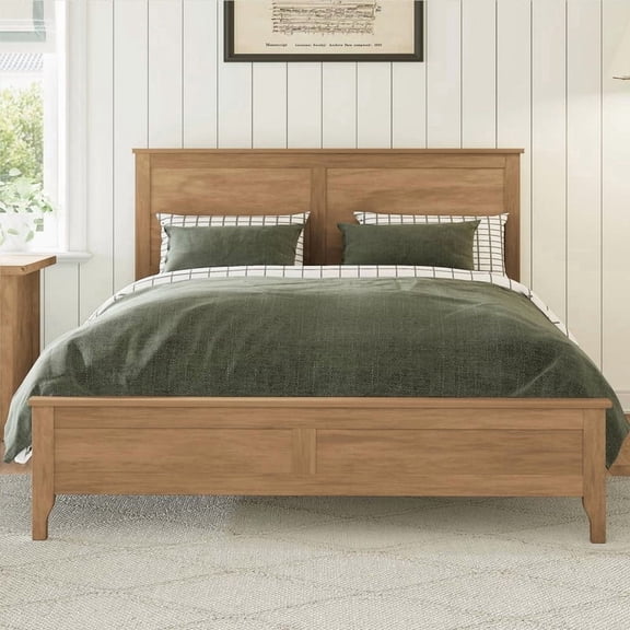 FFZ Modern King Size Solid Wood Platform Bed with Sturdy Slats, Seadrift