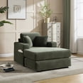 thumbnail image 1 of FFZ Corduroy Upholstered Chaise Lounge Sofa with Detachable Cushions for Office, Green, 1 of 13