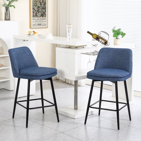 FFZ Counter Height Swivel Bar Stools Set of 2 with Backrest and Footrest, 19.7 x 21.3 x 35.8 inch, Blue