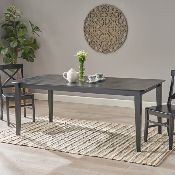 FFZ Dining Table with Slatted Top and Four-Leg Support, 76 x 35.5 x 29.75 inch, Black