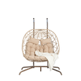 thumbnail image 1 of FFZ Double Hanging Egg Chair with Stand, Outdoor Patio 2 Person Wicker Hammock Swing Chairs with Cushion Loveseat for Indoor Bedroom, Lawn, Garden, 1 of 10
