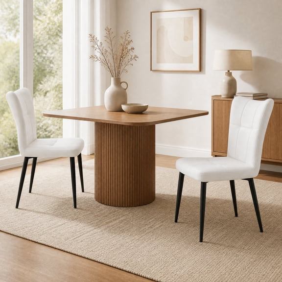 FFZ High-Back Dining Chairs Set of 2 with Ergonomic Design and Wrought Iron Frame, 18 x 22.5 x 35 inch, Black