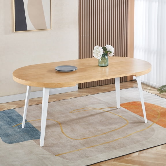 FFZ Extendable Dining Table Office Coffee Metal Leg Mdf Oak 180x100x75cm