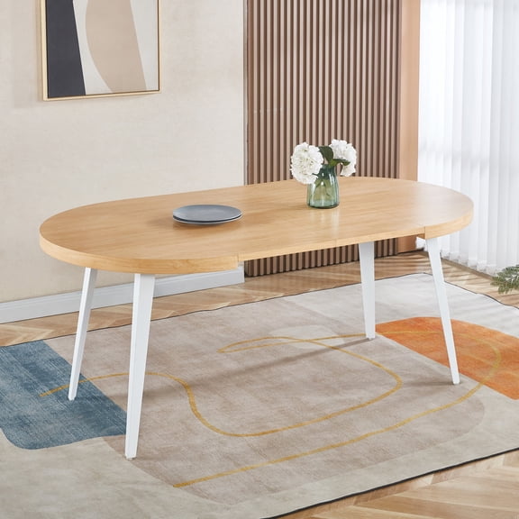 FFZ Extendable Dining Office Coffee Table with Metal Legs and MDF Top, 100/140/180x100x75cm, Oak