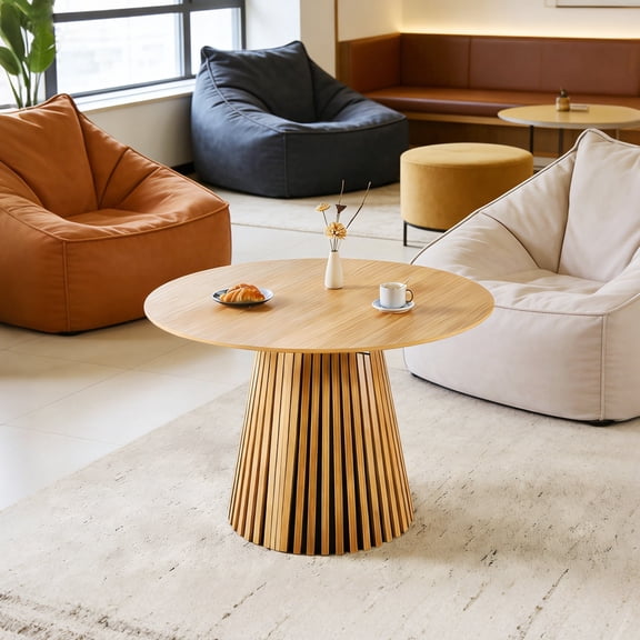 FFZ Mid-Century Modern Extendable Dining Table for 6-10 People, 47.24-78.74 inch Length, Oak