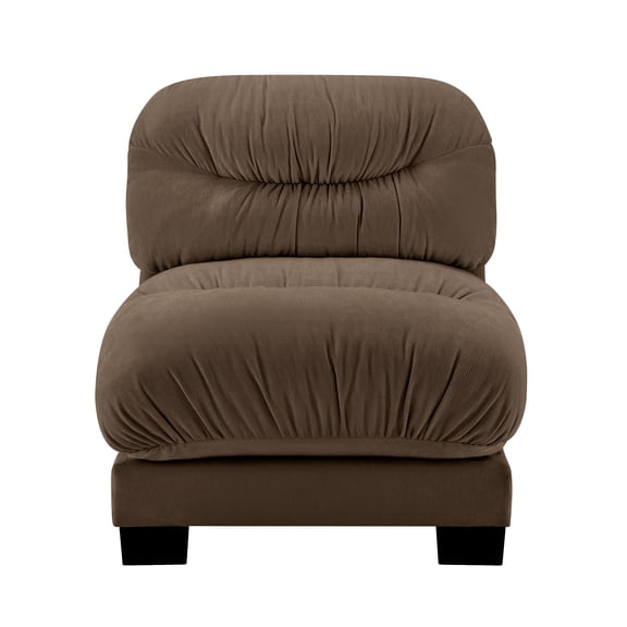 FFZ Flora Armless Chenille Modular Sofa for Living Room, Brown
