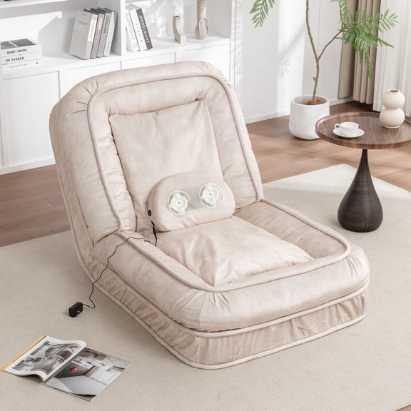 FFZ Foldable Human Dog Sofa Bed with Massage Pillow, Beige
