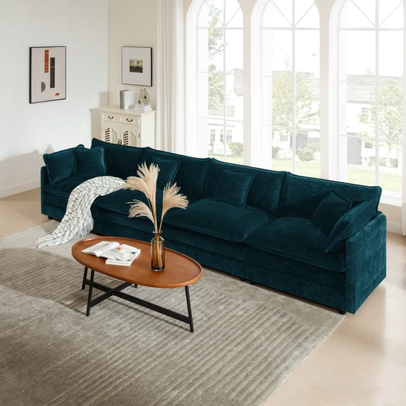 FFZ 4-Seater Modular Chenille Sofa with Flexible Combination and Superior Comfort, Blue