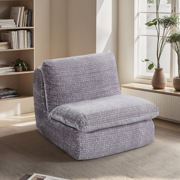 FFZ Full Compression Lazy Floor Sofa Chair with Ergonomic Design and High-Density Memory Foam, Grey